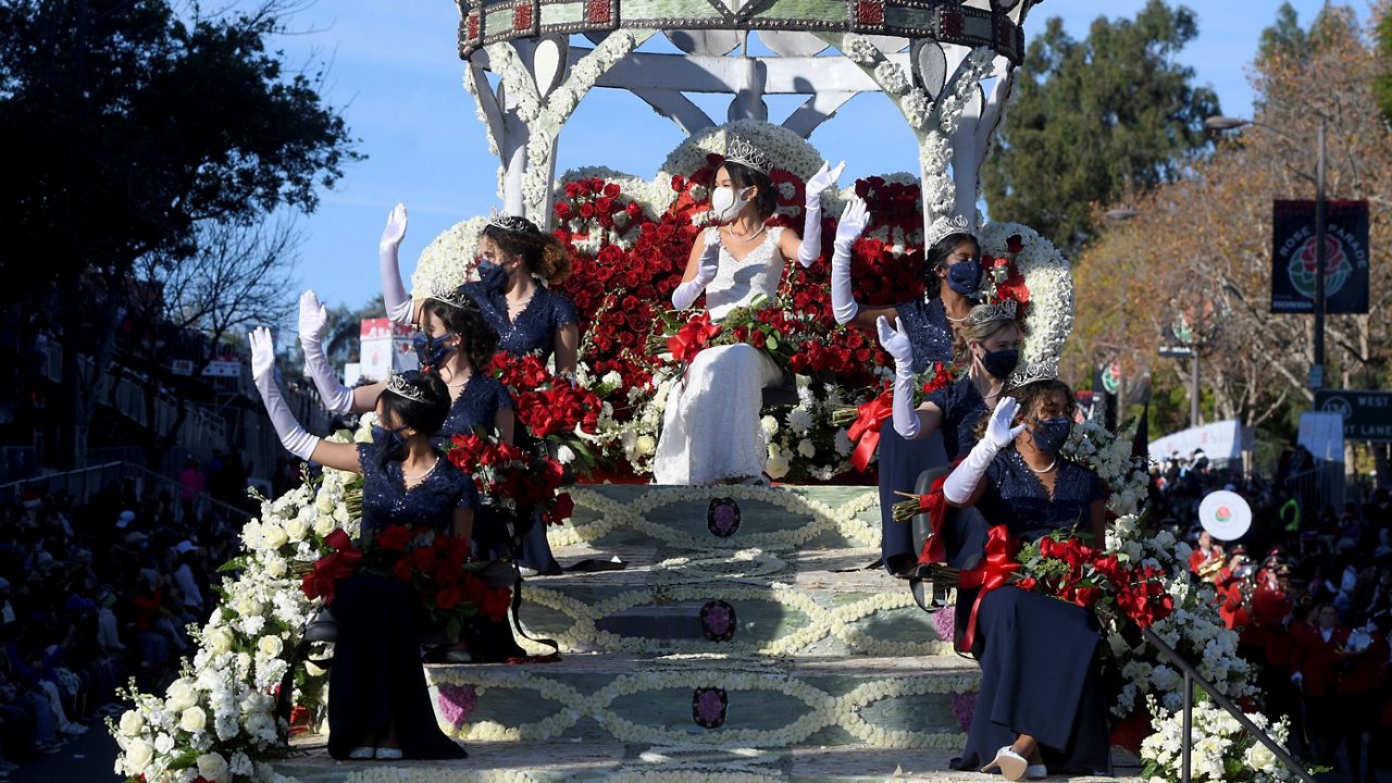 The 2022 Royal Court at the 133rd Rose Parade on Jan. 1, 2022, in Pasadena, Calif. (AP Photo/Michael Owen Baker)