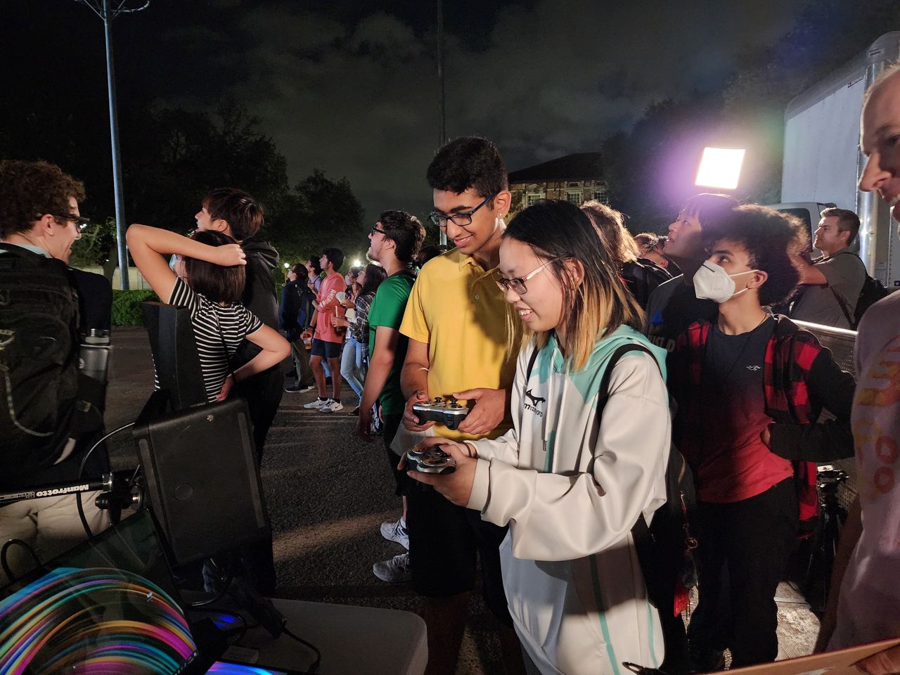 Students gather at the UT Tower to play Tower Tumbles.