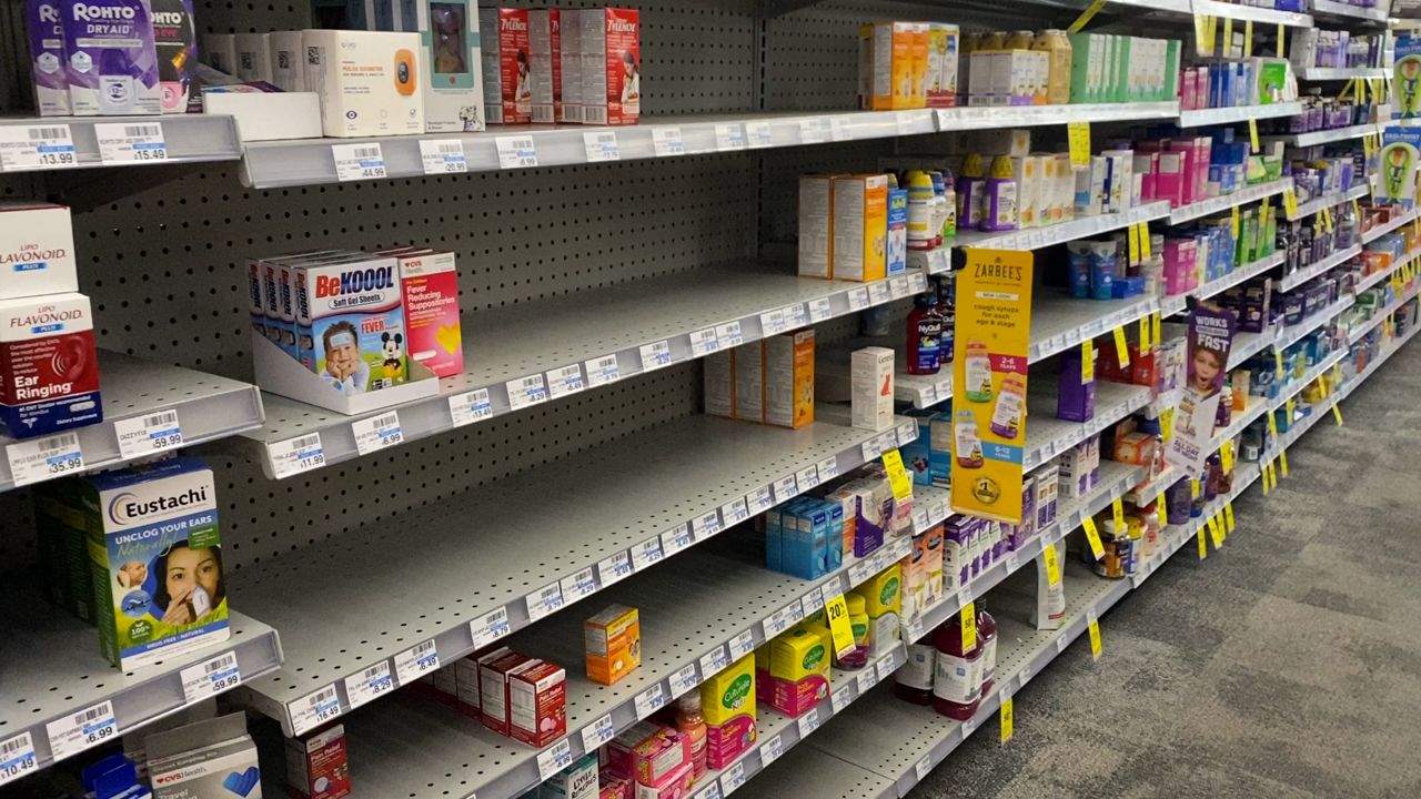 empty pharmacy shelves