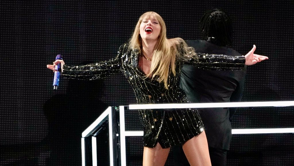 Taylor Swift performs during "The Eras Tour," Monday, Aug. 7, 2023, at SoFi Stadium in Los Angeles. (AP Photo/Chris Pizzello)