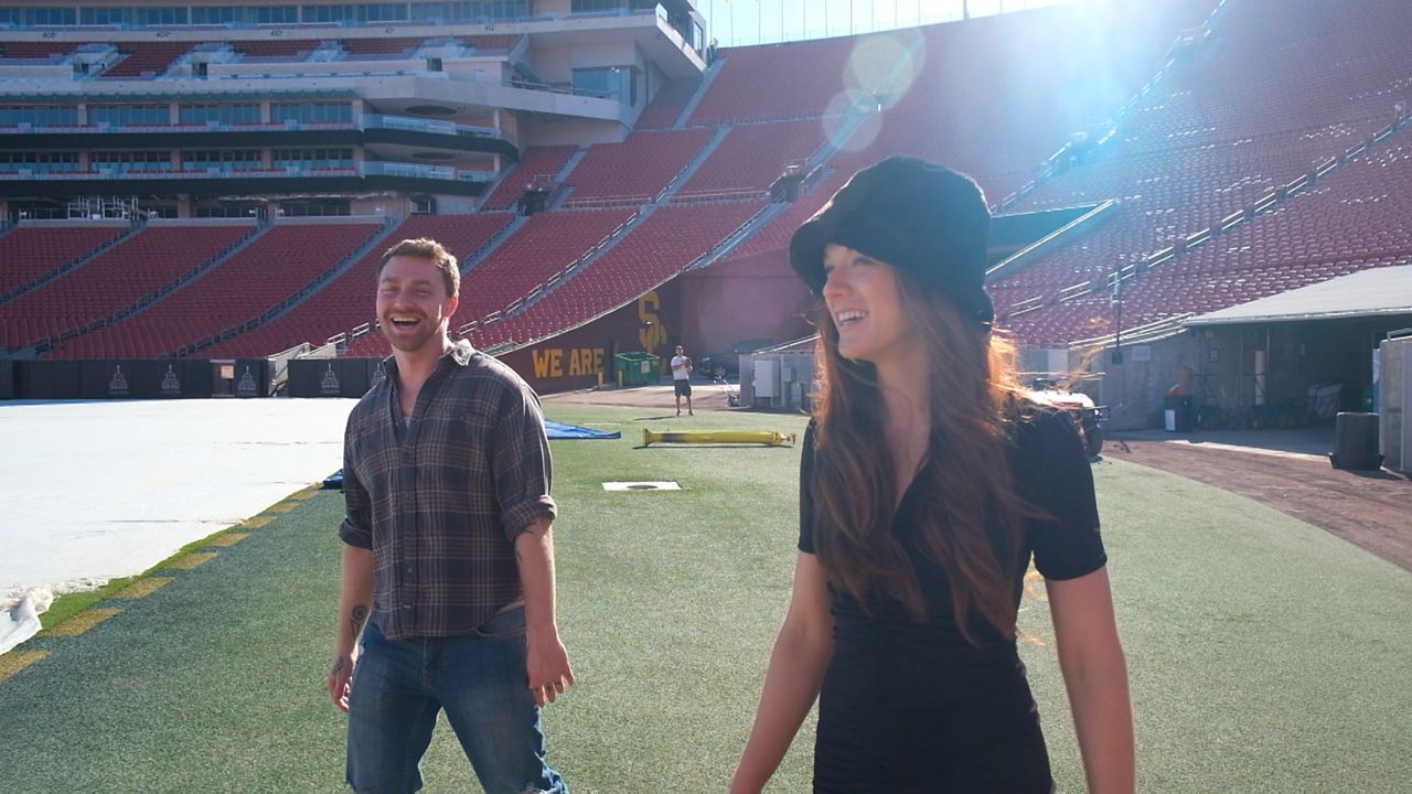 Sam Vendig and Ella Collier at LA Memorial Coliseum
