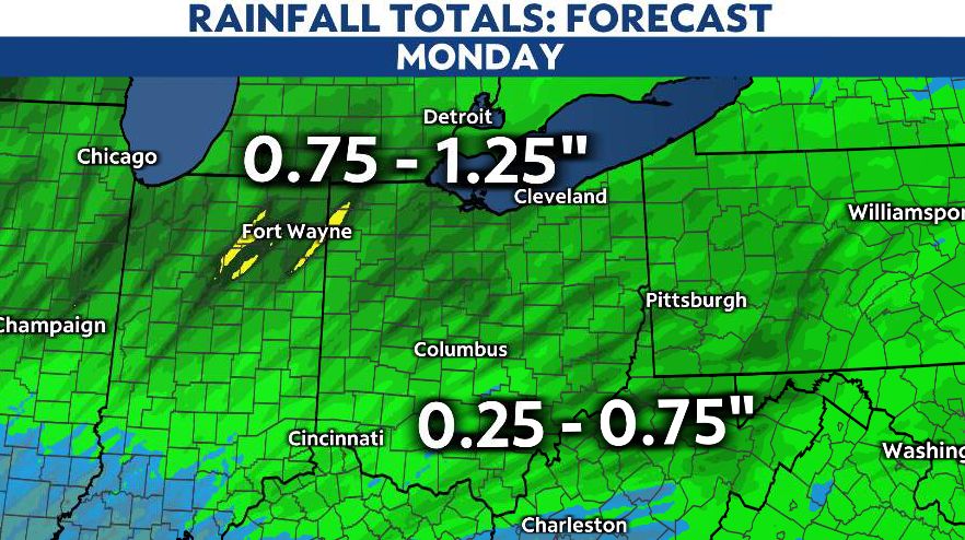 Isolated strong and severe storms possible Monday