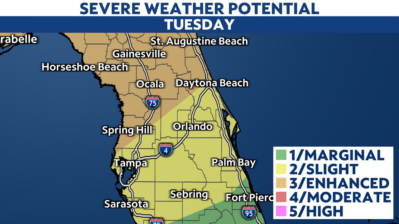 Severe thunderstorms possible across Florida on Tuesday