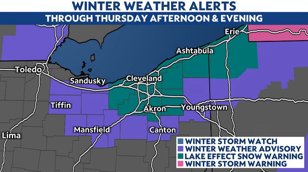 Snow continues through the day, bitter cold moves in