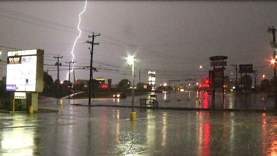 Lightning strikes the ground in San Antonio, Texas, in this image from June 17, 2019. (Ken Branca)