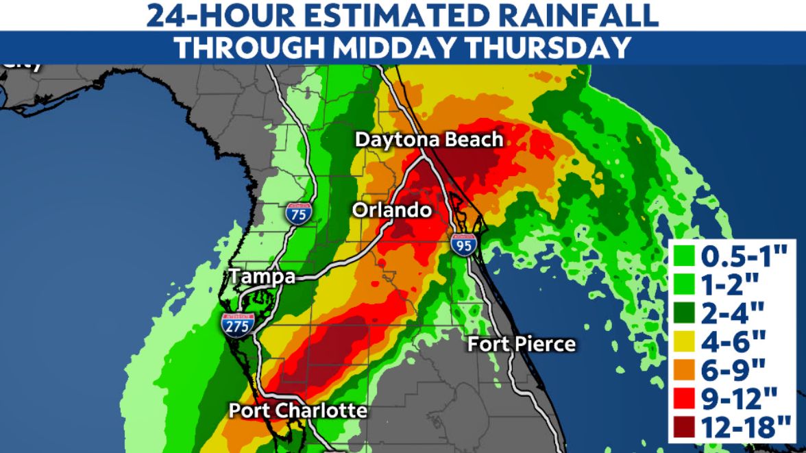 Wind gust and rainfall reports from Hurricane Ian