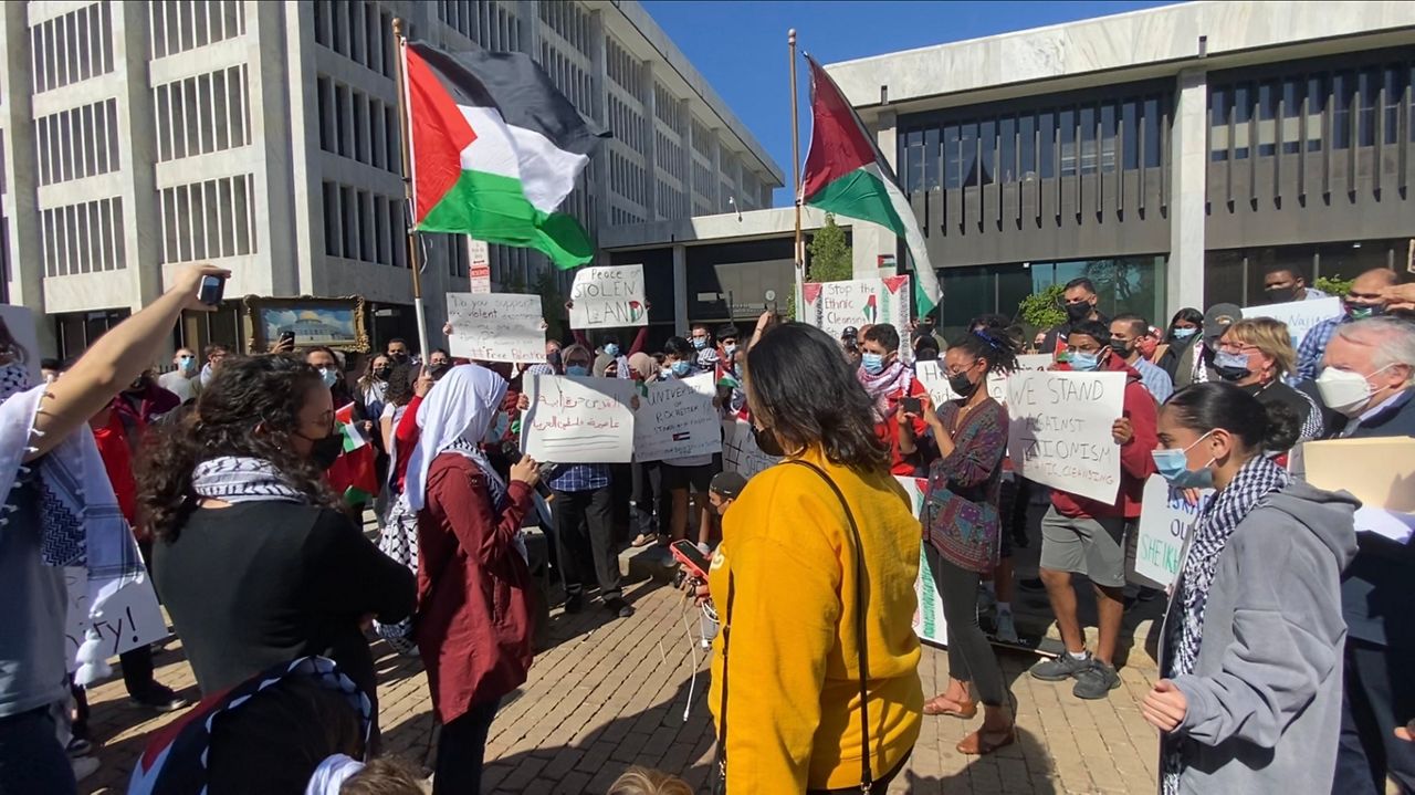 Demonstrators protest in Rochester