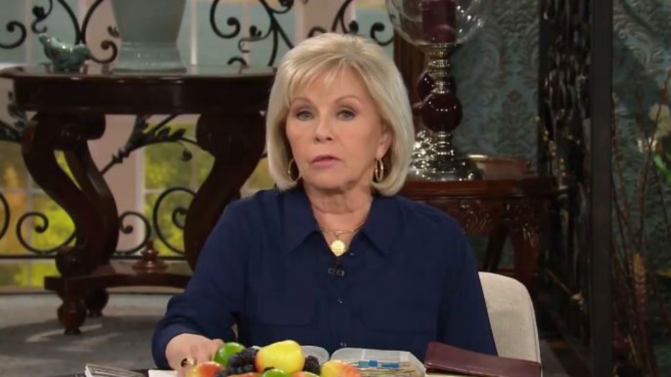 Screen shot of Gloria Copeland from a video posted on the Kenneth Copeland Ministries Facebook page