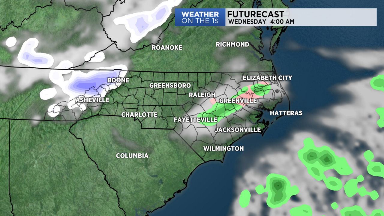 A few sprinkles and snowflake possible early Wednesday morning
