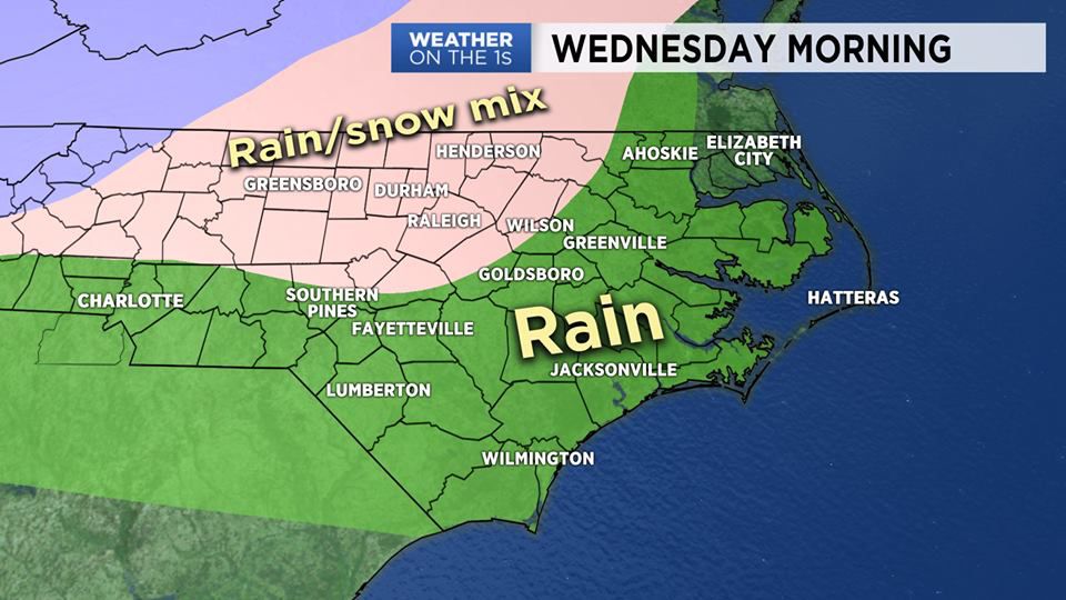 A few snowflakes possible on Wednesday morning.