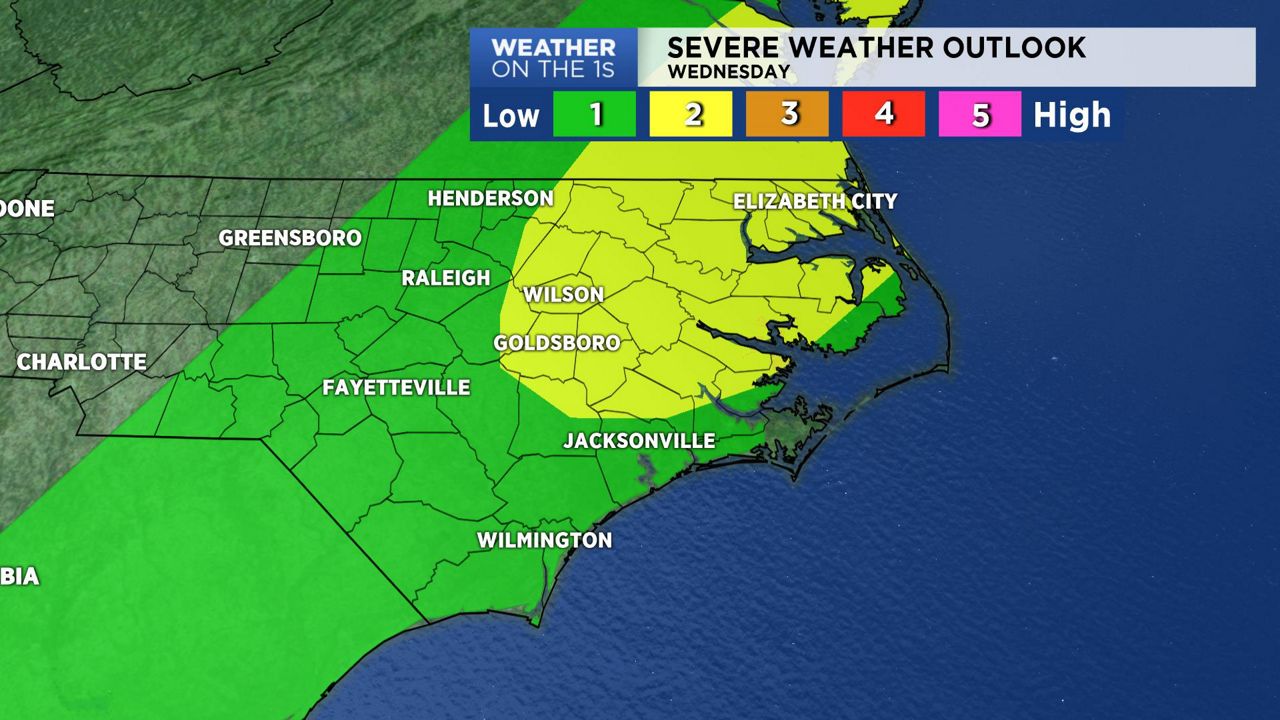 A cold front brings a chance for showers and storms on Wednesday
