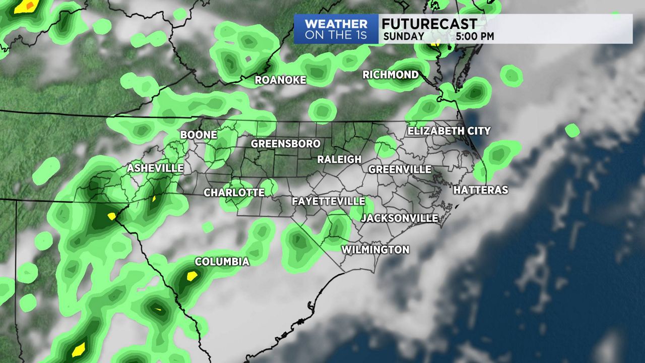 A few showers and storms on Sunday