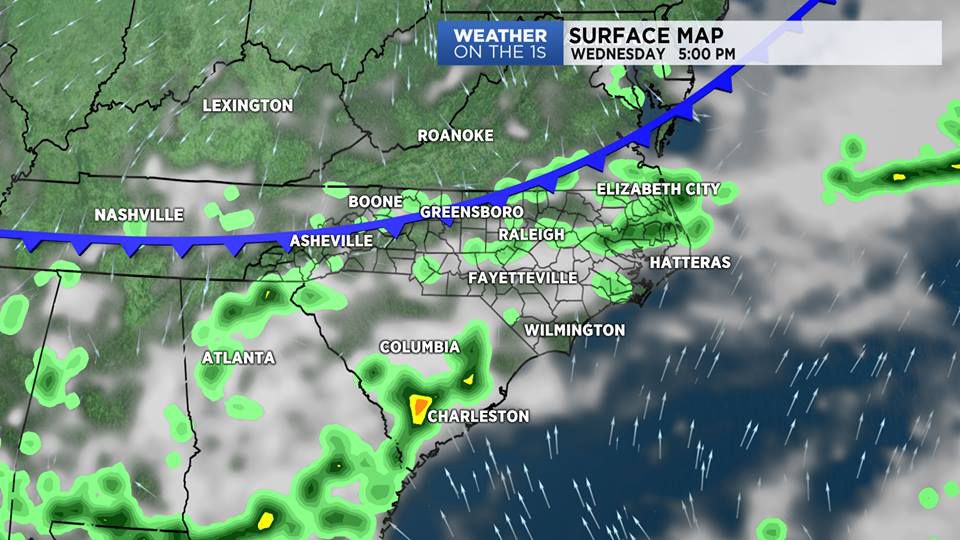 A cold front heads toward North Carolina