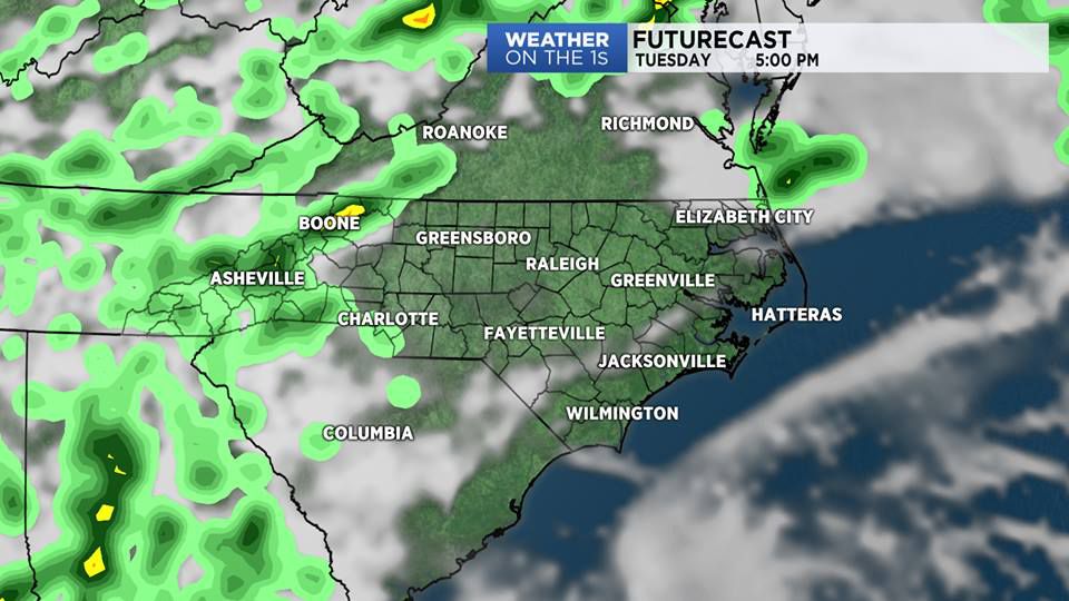 Only a few showers and storms on Tuesday
