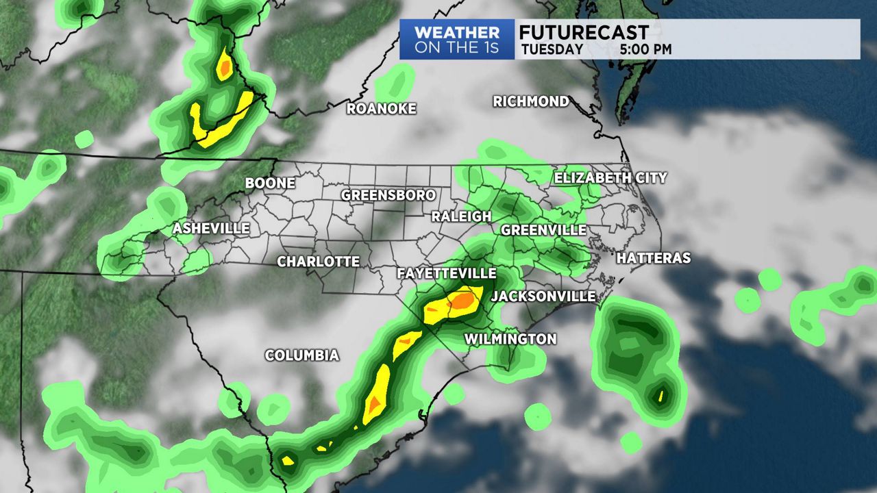 A few showers and storms on Tuesday