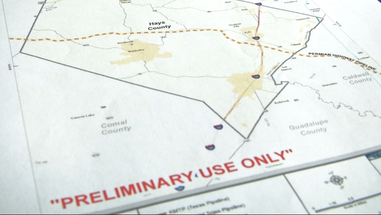 Plans detailing a portion of the Kinder Morgan pipeline appear in this undated file image. (Spectrum News/FILE)