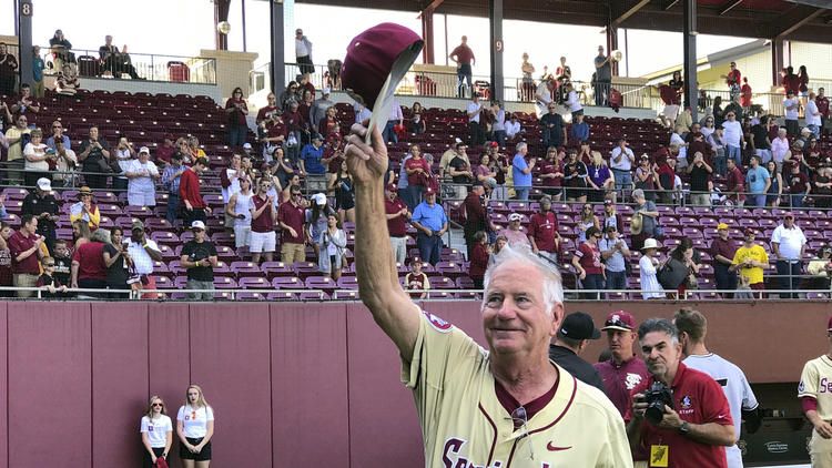 Florida State baseball coach Mike Martin has moved into a tie with Augie Garrido for most all-time victories.  He won his 1,975th game (all at FSU) on Saturday vs. Miami. (AP PHOTO)