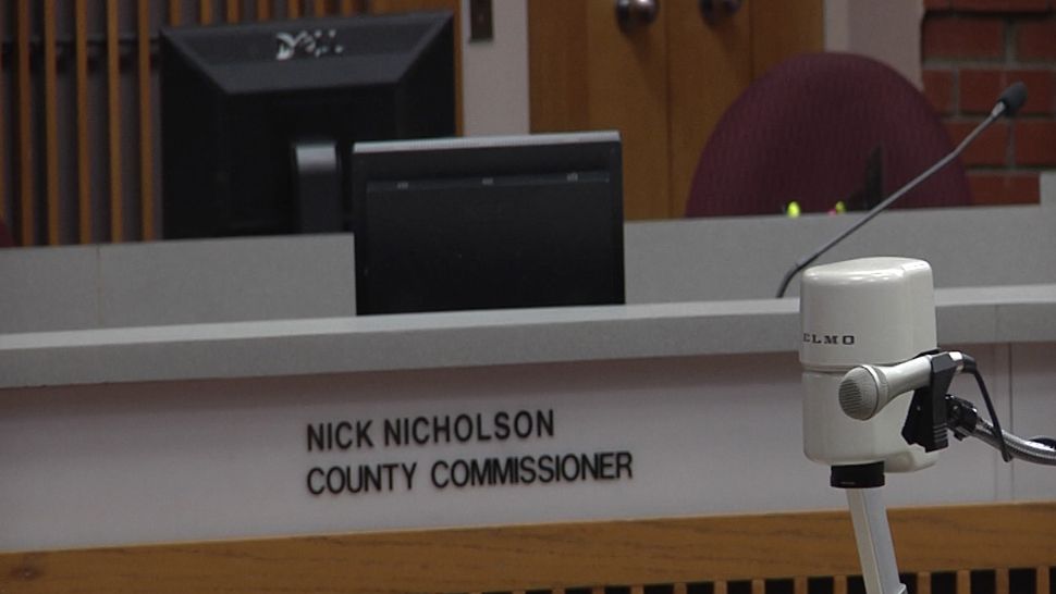County Commissioner Nick Nicholson's seat was vacant during the commission's meeting on Tuesday, April 24, 2018. Nicholson did not attend the meeting, and he's currently facing several charges of prostitution following his arrest on April 19. 