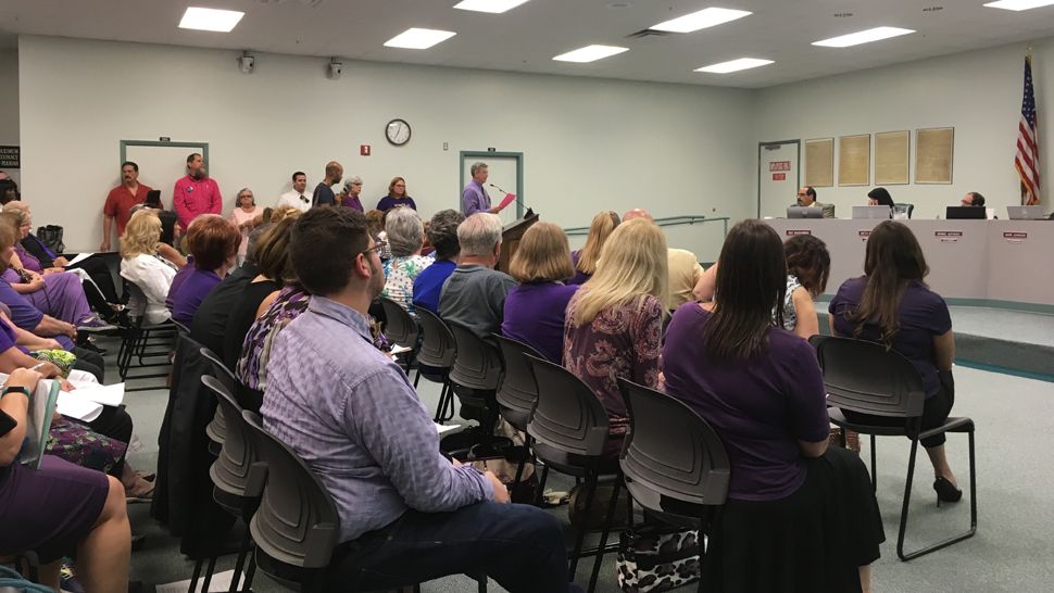 Board members and attendees at a meeting of the Hernando County School Board, Tuesday, April 24, 2018. (Laurie Davison, staff)