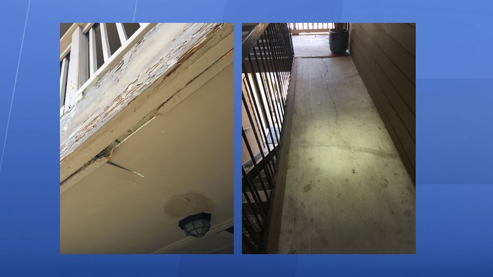 These images from St. Pete Fire Rescue show the cracks first reported in a building at Vantage Point condominiums in St. Petersburg on Sunday, April 29, 2018. 
