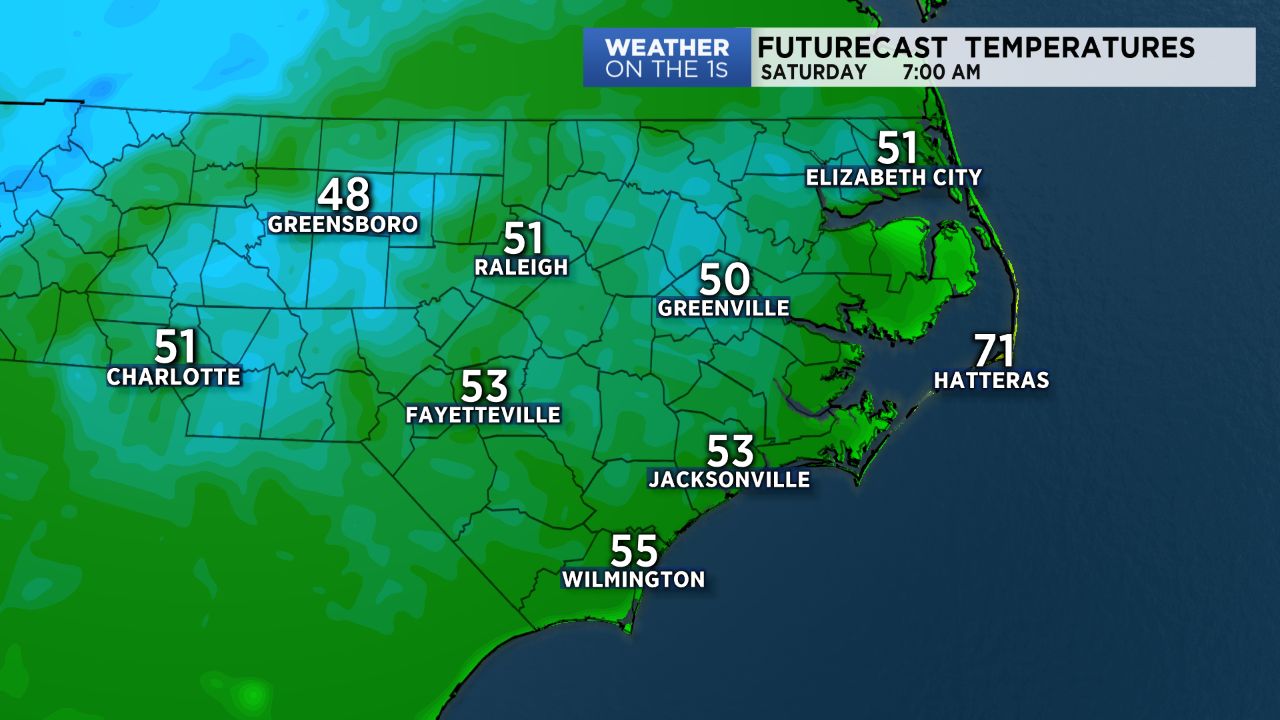 Cool temperatures for Saturday morning