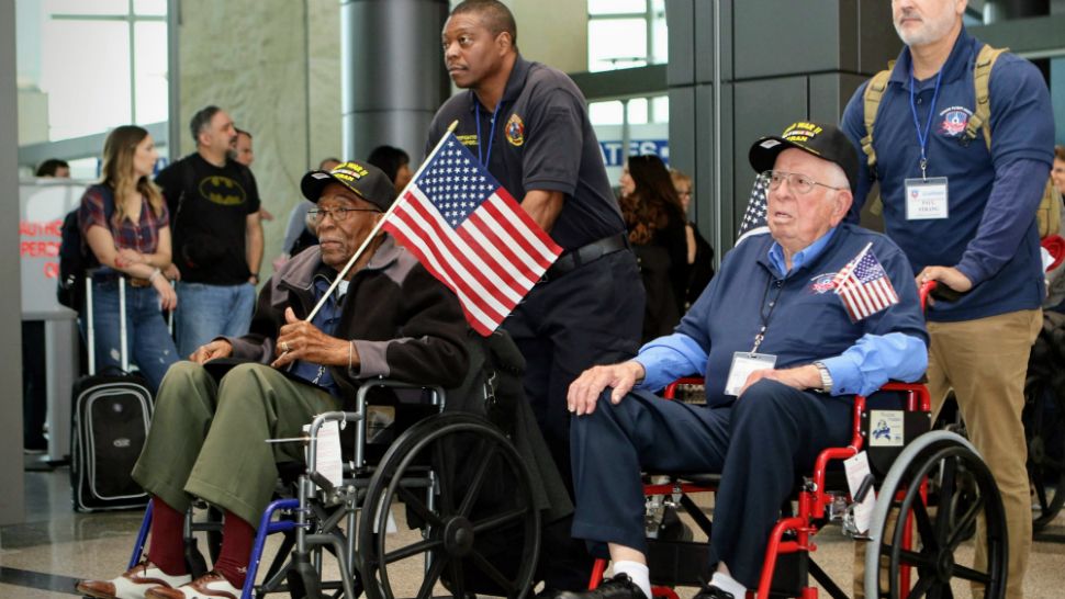 Veterans gather at Austin Airport for an Honor Flight to Washington D.C.
