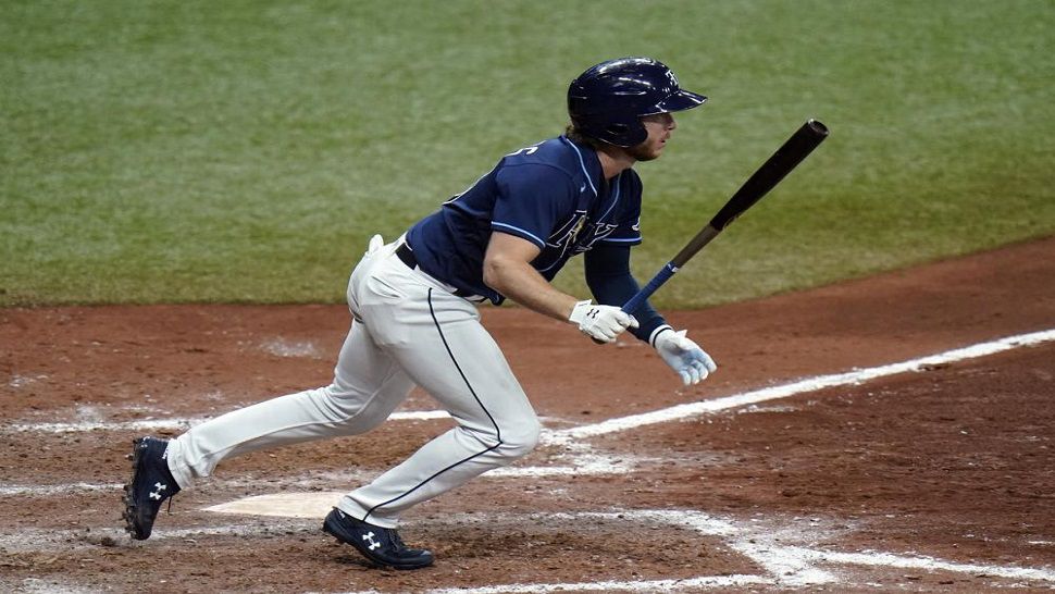 Rays' Brett Phillips pitches, and makes amazing catch