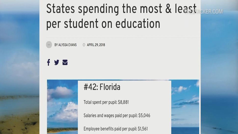 Researchers at TheStacker.com compiled a list ranking 1 -51 all U.S. states and the District of Columbia in terms of state spending on education per student. (Image courtesy TheStacker.com)