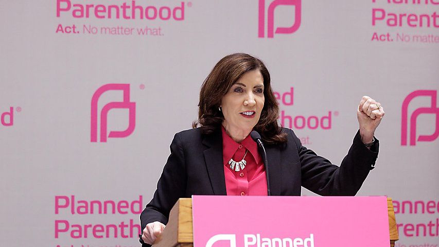 Gov. Kathy Hochul speaks at Planned Parenthood's Empire State Act's Day of Action on Wednesday morning in the well of the Legislative Office Building in Albany. Courtesy Gov. Kathy Hochul's office