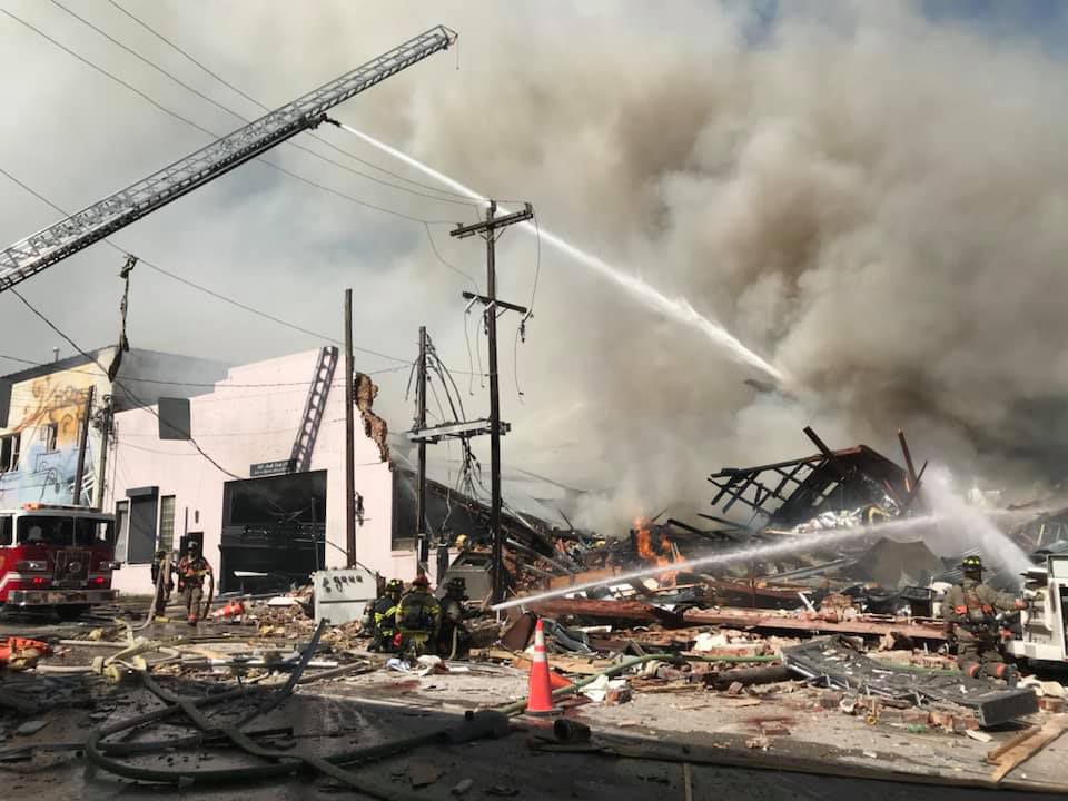 The gas explosion demolished one building entirely and left several others compromised. (Courtesy Durham Fire Department)