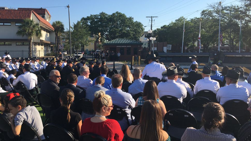 Hillsborough County Sheriff's Office deputies and families of fallen Hillsborough law enforcement officers attending the Sheriff's Office's annual memorial service honoring fallen officers, Wednesday, May 9, 2018. (Dave Jordan, staff)