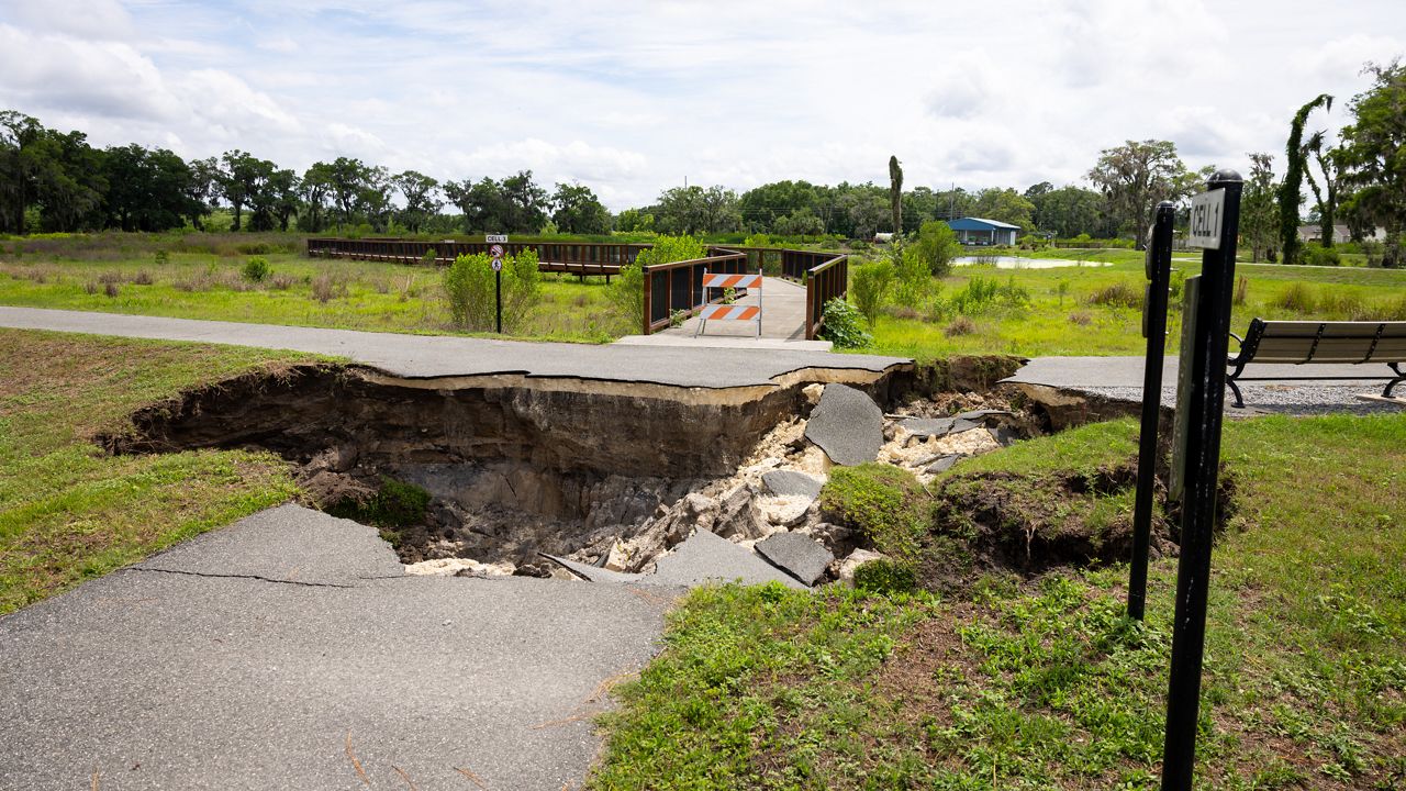 A sinkhole that closed the Ocala Wetland Recharge Park. (Courtesy: City of Ocala)