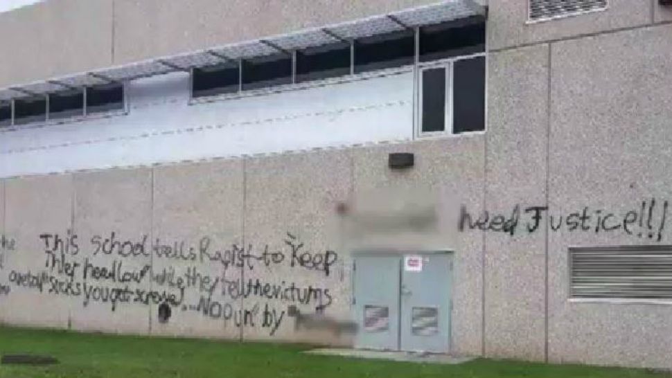 Stephen F. Austin High School vandalism (Spectrum News Footage)