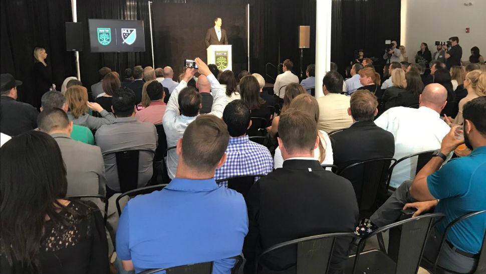 Anthony Precourt announces the agreement with St. David’s HealthCare (Spectrum News Photograph)