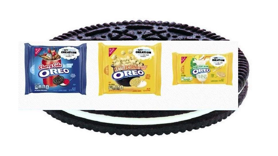 Three new limited edition Oreo flavors: Cherry Cola, Kettle Corn and Piña Colada