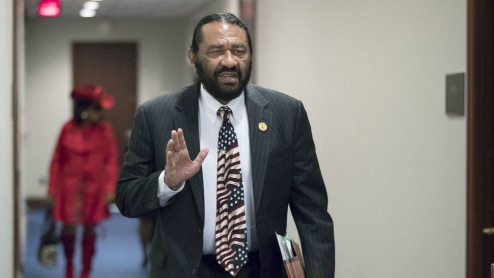 In this photo from Wednesday, Nov. 29, 2017, Rep. Al Green, D-Texas, arrived for a Democratic Caucus meeting on Capitol Hill in Washington. The House has overwhelmingly voted to kill a resolution from Green to impeach President Donald Trump. The vote Wednesday was 364-58. (AP Photo/ J. Scott Applewhite)