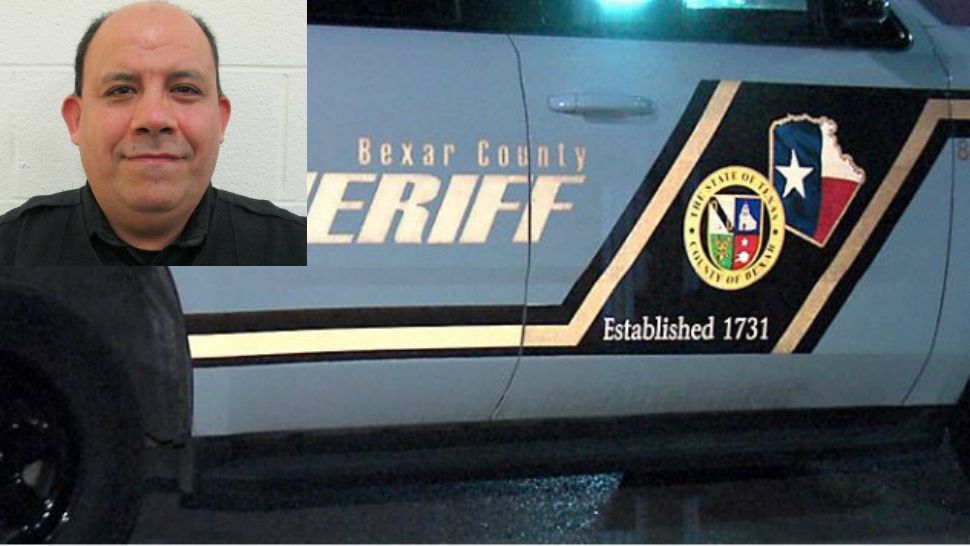 Mugshot of Jose Nunez atop Bexar County Sheriff vehicle (Spectrum news photograph)