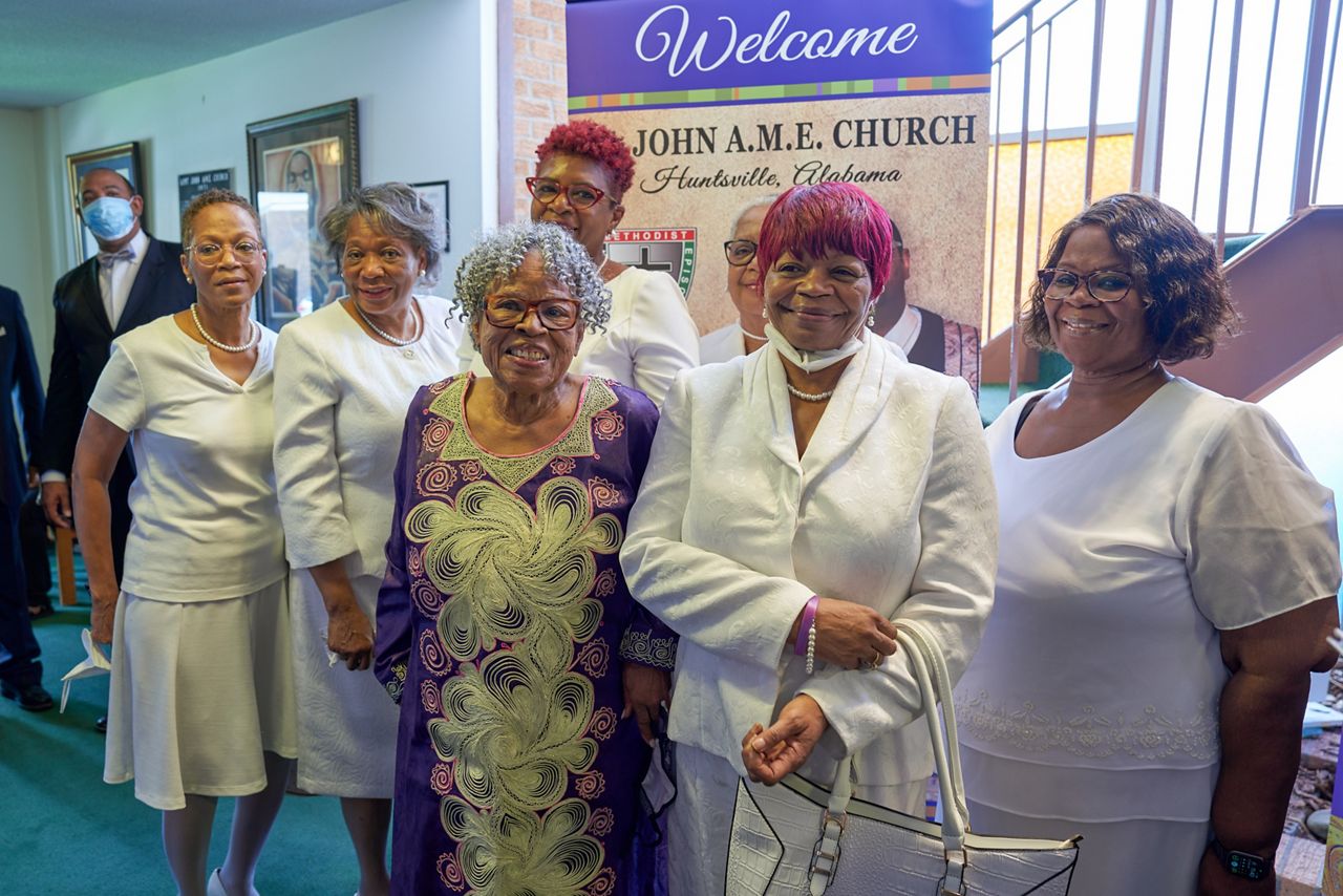 Opal Lee with members of St. John AME during her August 2022 visit to Huntsville, Alabama. (Credit, James D. Teed)