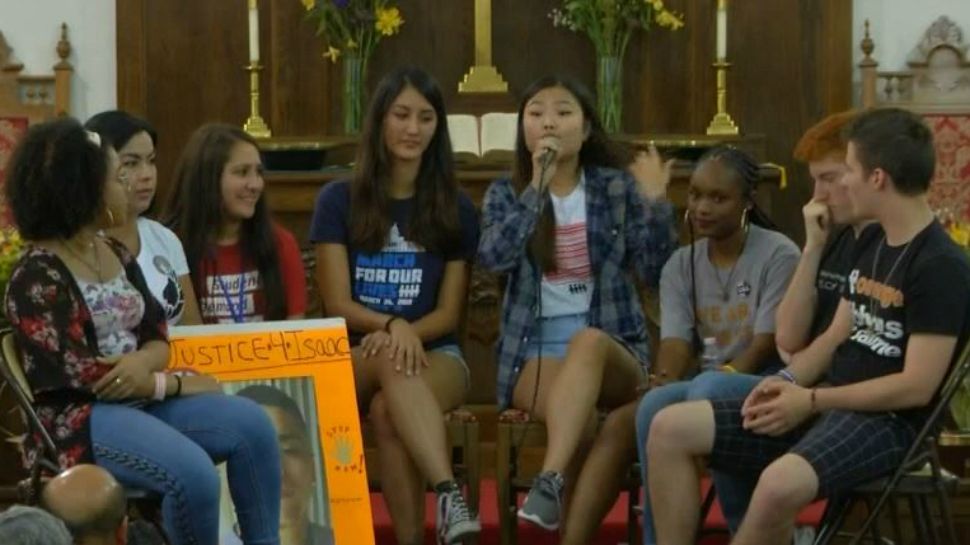 Students speaking at Road to Change tour in San Antonio (Spectrum News footage)