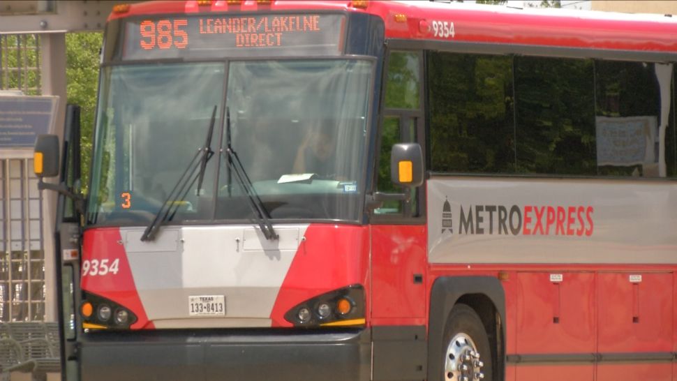 A CapMetro bus heading to Leander (Spectrum News Photograph)