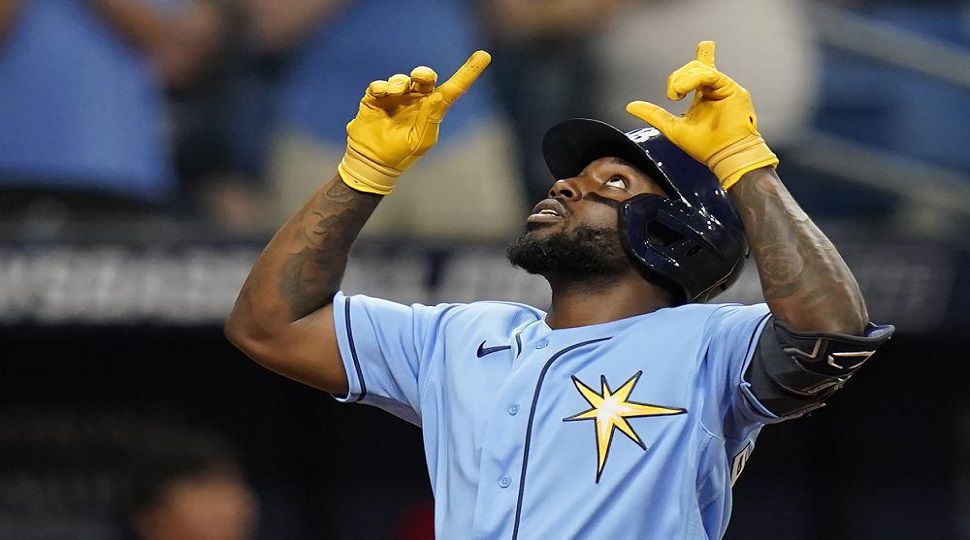 Tampa Bay Rays' Randy Arozarena in a baseball game, Sunday, Aug