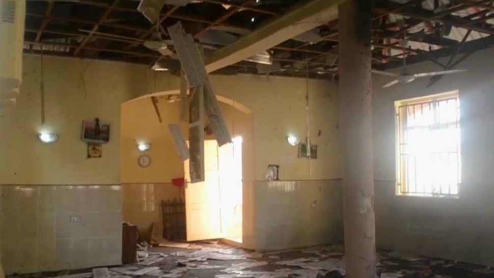 This image taken from TV, shows the interior of a mosque after a deadly attack by a suicide bomber, in Mubi, Adamawa State, Nigeria, Tuesday Nov. 21, 2017. A teenage suicide bomber detonated as worshipers gather for morning prayers at a mosque in northeastern Nigeria, killing at least 50 people, police said Tuesday, in one of the region's deadliest attacks in years. (AP Photo)