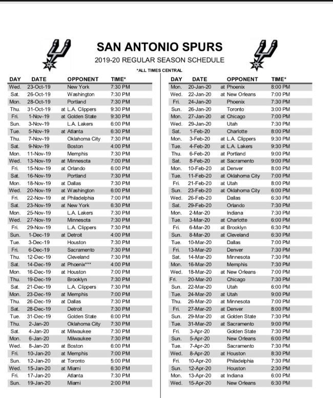 San Antonio Spurs 2025 Schedule Finn Anderson