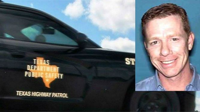 Picture of Jim Craig Martin atop of Texas DPS vehicle (Spectrum News graphic)