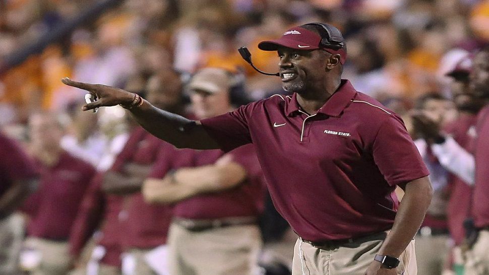 Florida State head coach Willie Taggart reacts to a call during the second half of the Seminoles' loss last week to No. 25 Virginia.  (AP Photo/Andrew Shurtleff)