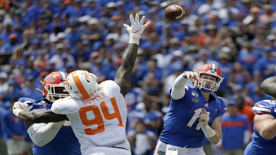 Quarterback Kyle Trask of the Florida Gators plays against the