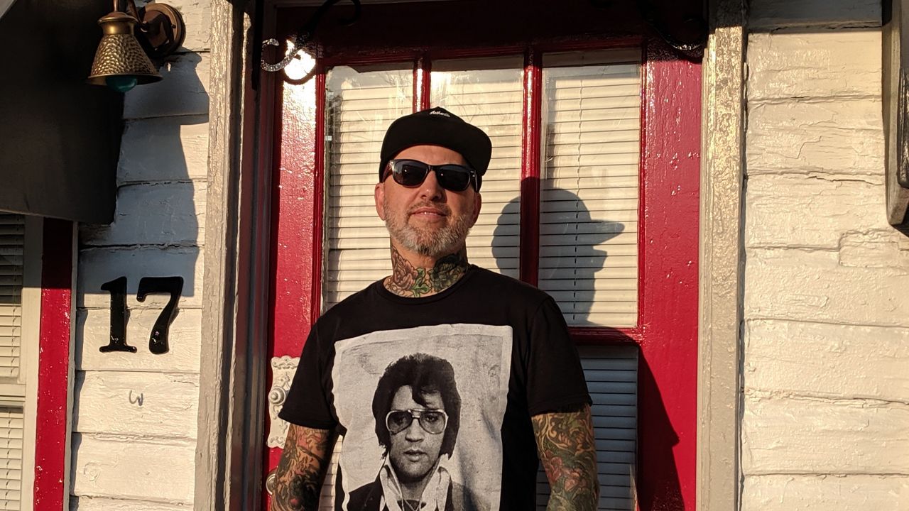 "Evil Don" Seneker outside his St. Petersburg tattoo studio. (Scott Harrell)