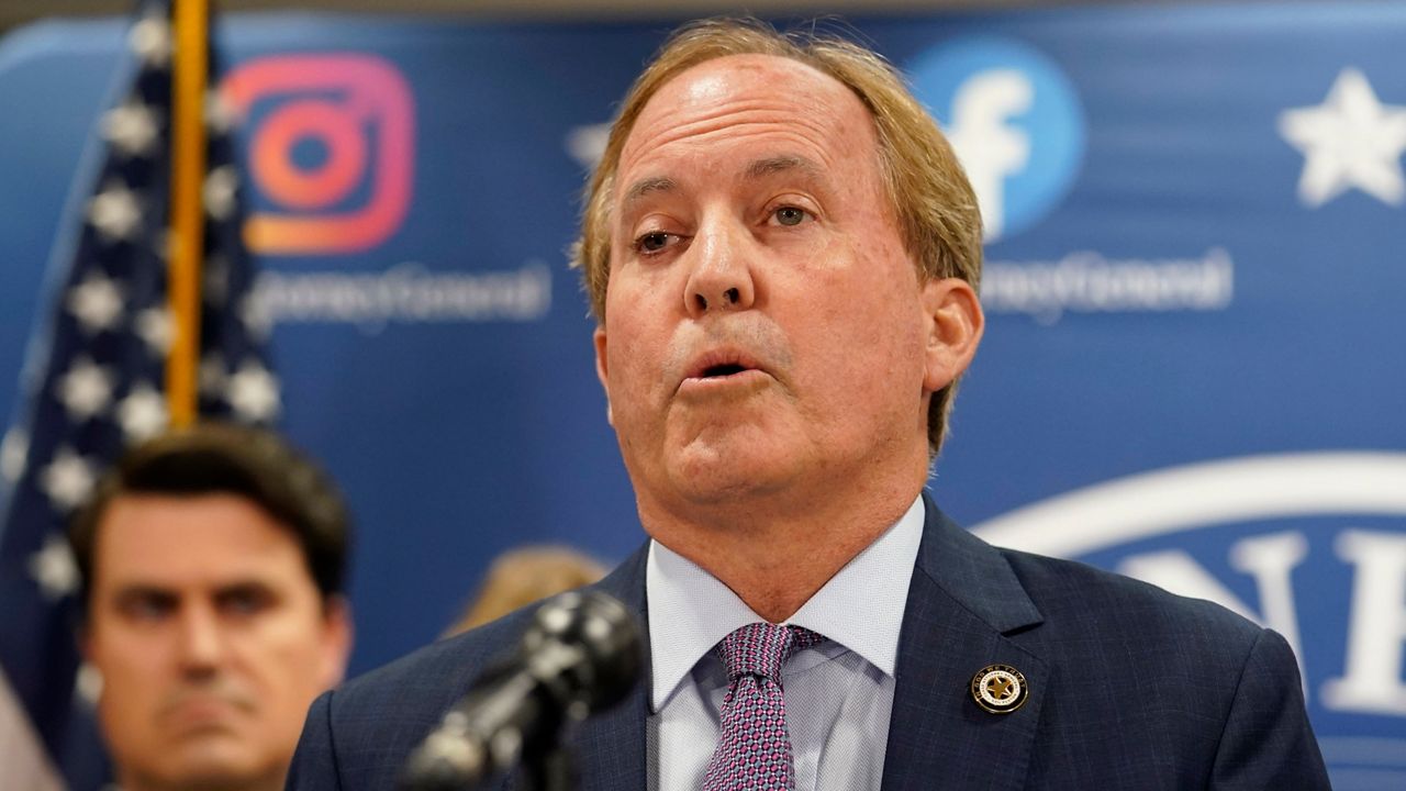 Texas state Attorney General Ken Paxton makes a statement at his office in Austin, Texas, Friday, May 26, 2023.  (AP Photo/Eric Gay)