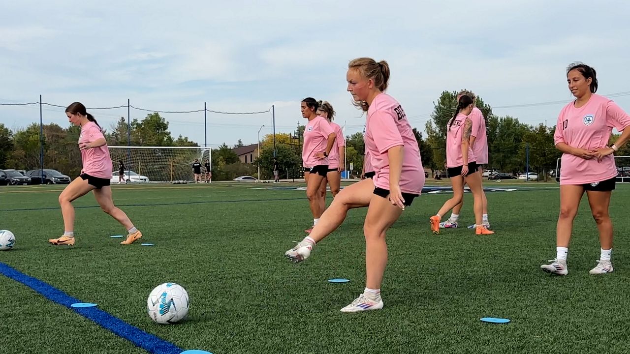 Kylee Verkuilen kicking the ball in practice