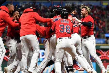 Oscar Gonzalez's walk-off single, 10/15/2022